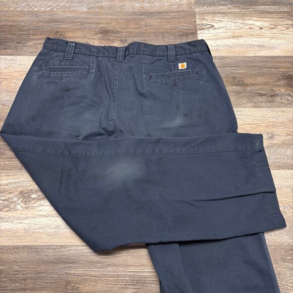 Carhartt Navy Blue Mens 40x30 Rugged Flex Twill Workwear Trousers Uniform Pants - Picture 2 of 12